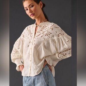 Anthony Elegant Cream Eyelet Blouse